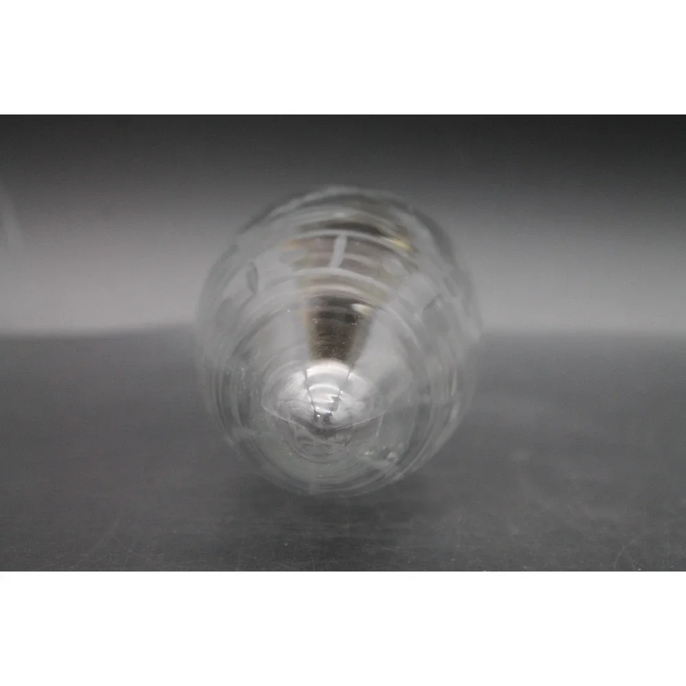 Vintage Etched Clear Glass Christmas Teardrop Ornament Brass Cap 7.5 Inch